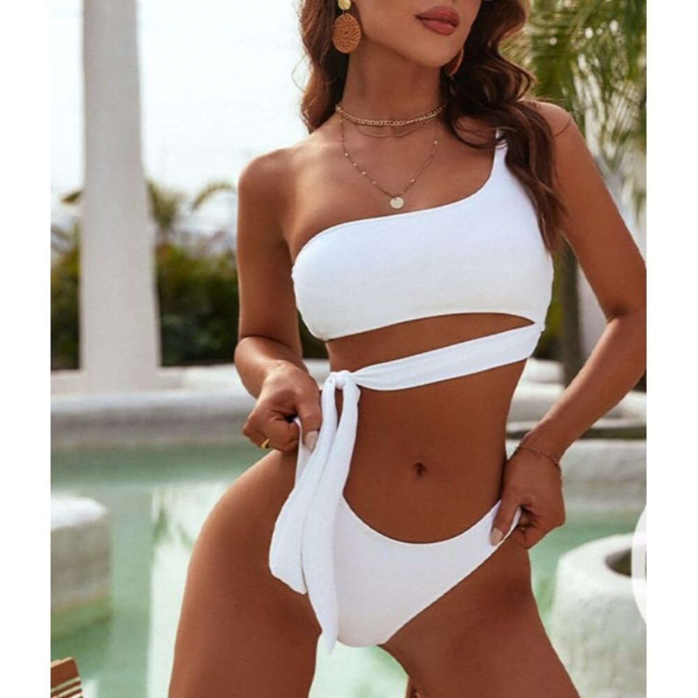 Blooming Jelly Two Piece One Shoulder Bikini Set Swimsuit  Womens Size M Summer